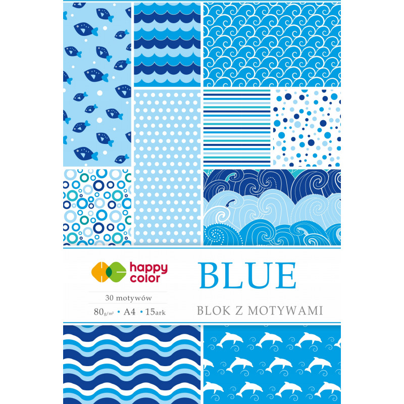 BLOK Z MOTYWAMI BLUE A4/15K 80G HAPPY COLOR
