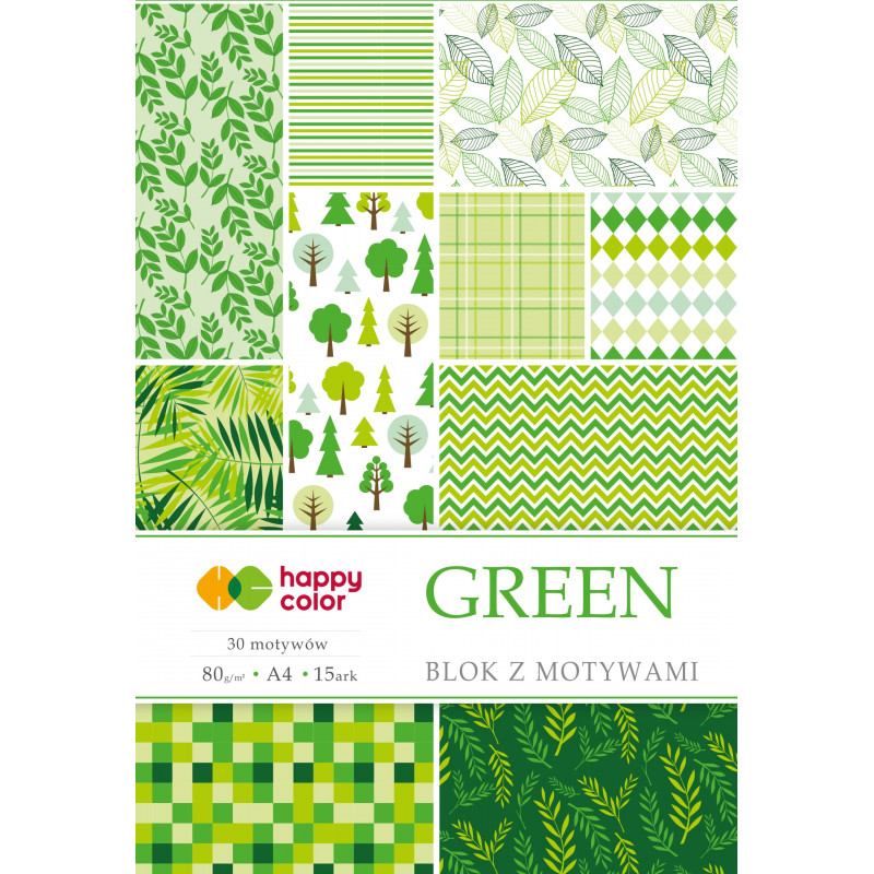 BLOK Z MOTYWAMI GREEN A4/15 ARK.