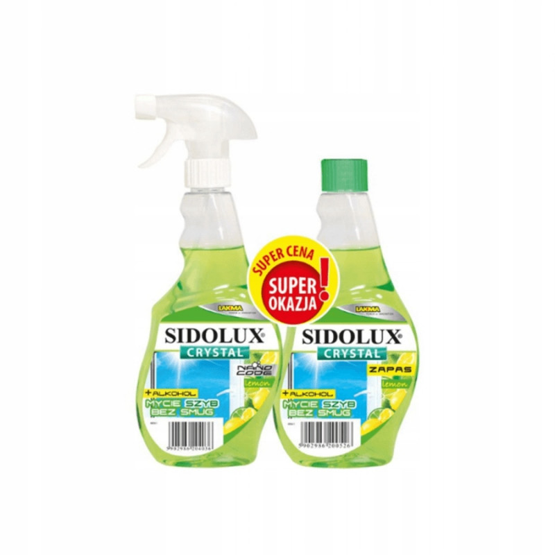 ZESTAW DO SZYB SIDOLUX CRISTAL LEMON 500ML+ ZAPAS