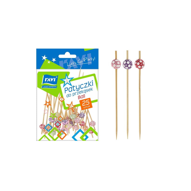 PATYCZKI DO PRZEKĄSEK DEKOR. BALL 25SZT 9CM