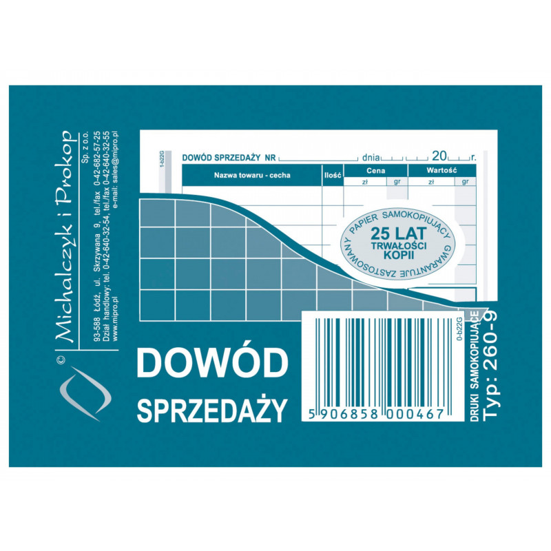 DRUK DOWÓD SPRZEDAZY A7/80K