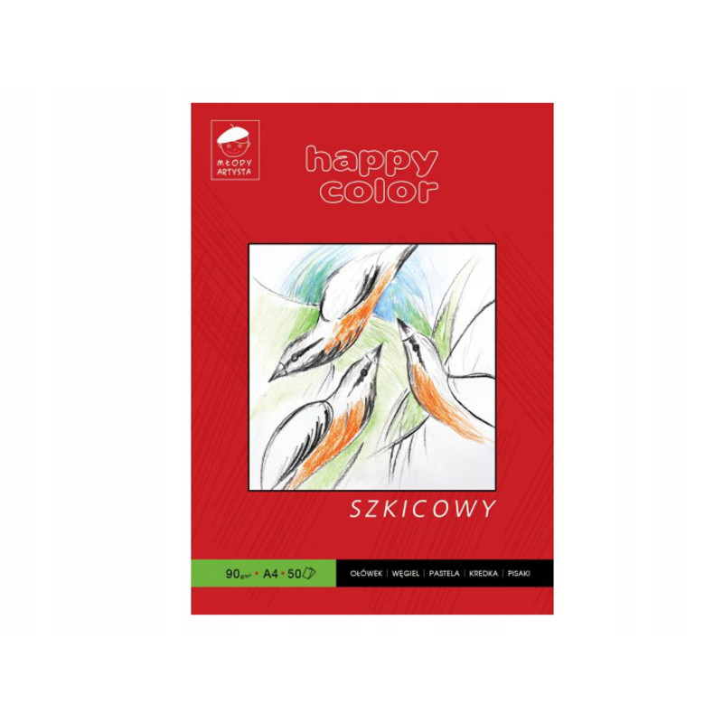 SZKICOWNIK A4/50 90G MŁODY ARTYSTA HAPPY COLOR