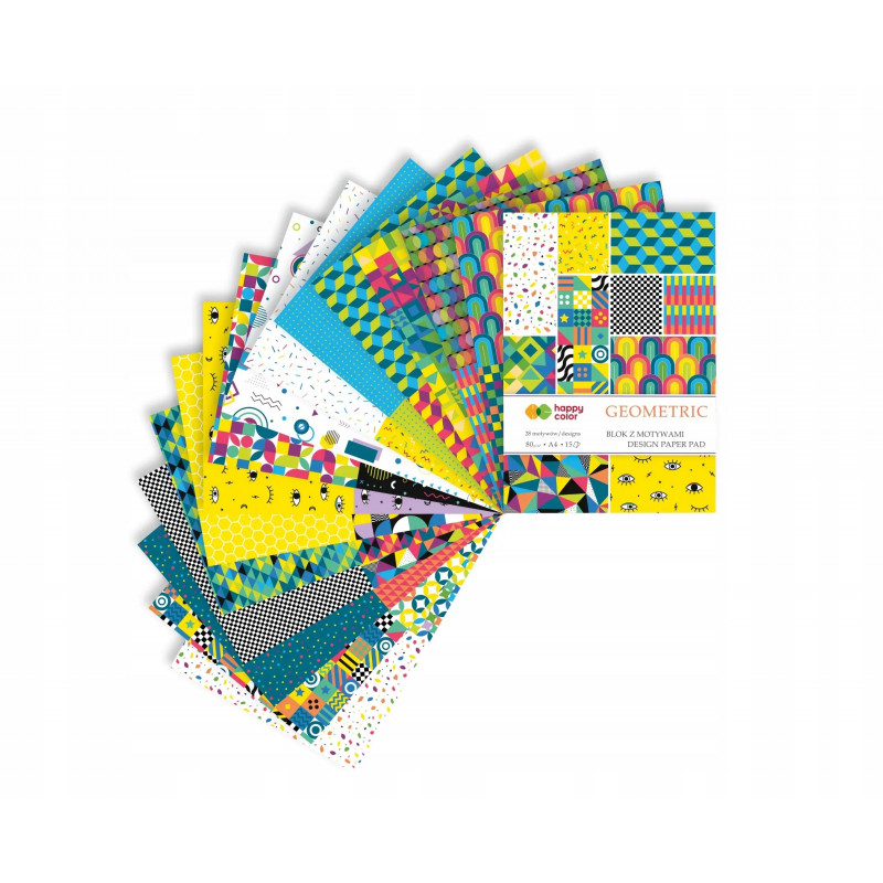 BLOK Z MOTYW. GEOM. A4/15K 80G HAPPY