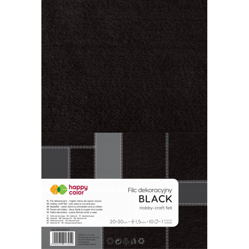 FILC DEKOR.20X30 CZARNY 1,5MM 10SZT HAPPY