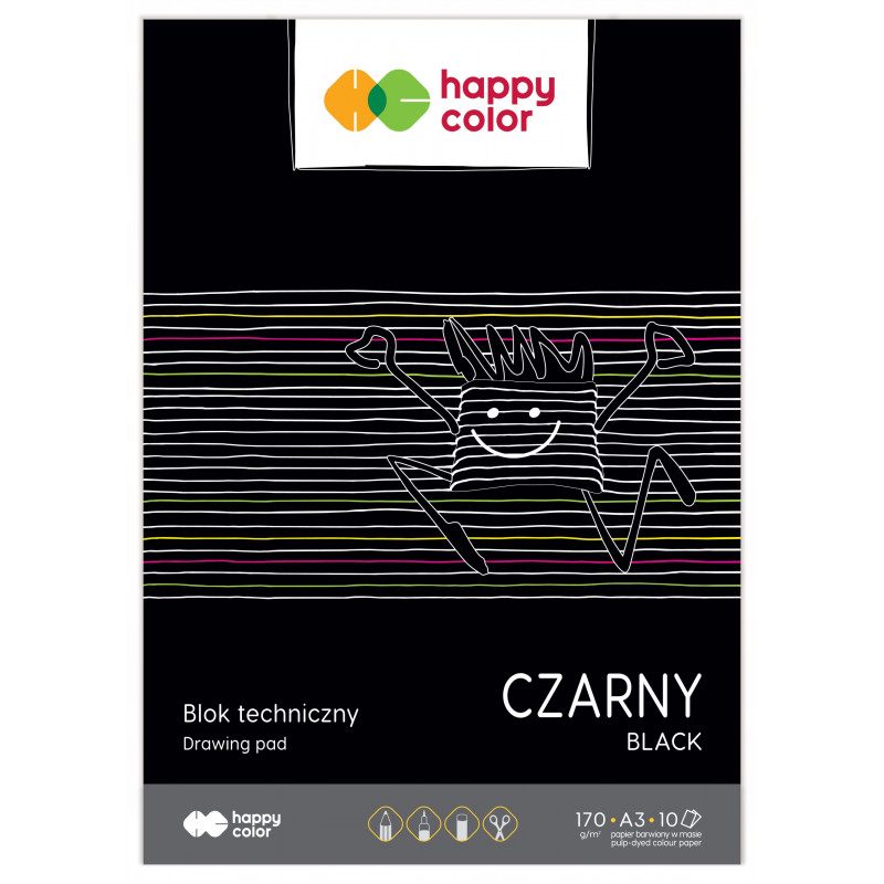 BLOK TECHNICZNY A3/10 CZARNY 170G HAPPY COLOR