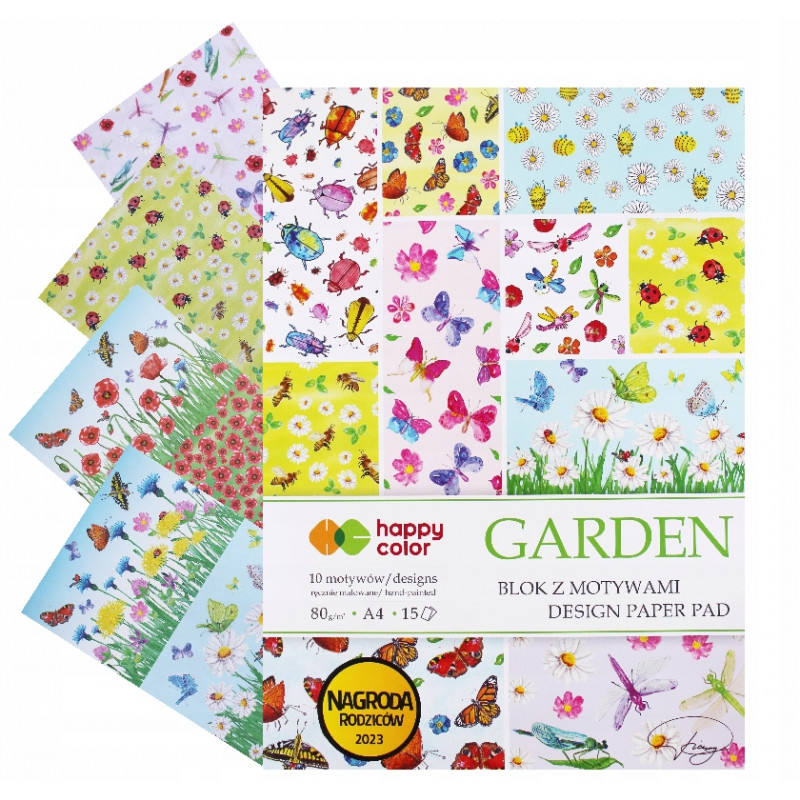BLOK Z MOTYWAMI GARDEN A4 80G HAPPY COLOR