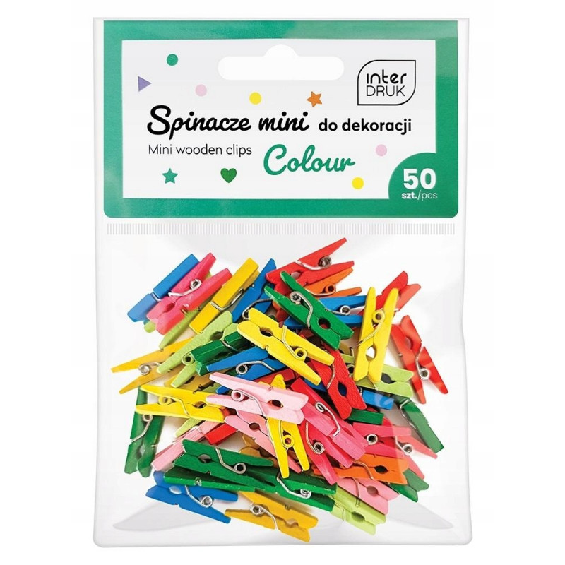 KOLOROWE SPINACZE DO DEK. MINI 50SZT