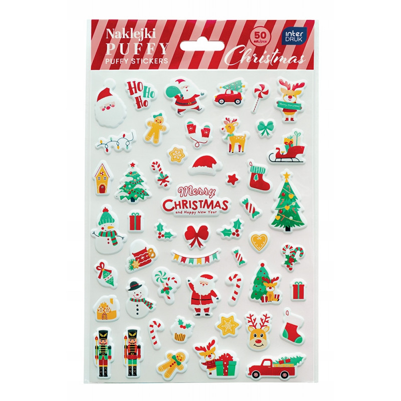 NAKLEJKI PUFFY 50SZT CHRISTMAS