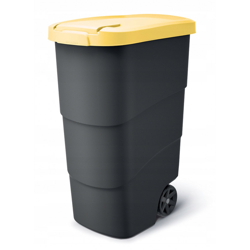 KOSZ NA SMIECI 90L NA KOLKACH ZOLTY