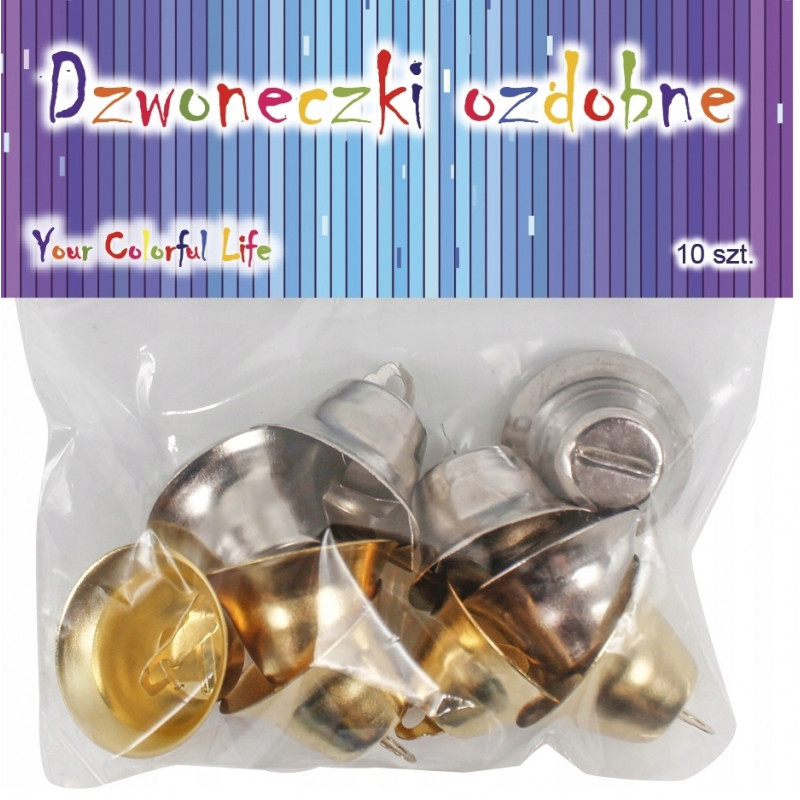 DZWONECZKI OZDOBNE ZLOTE I SREBRNE 2CM 10SZT