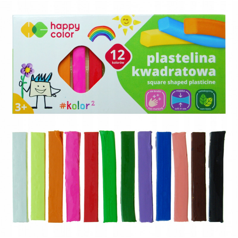 PLASTELINA 12 KOL KWADRAT HAPPY COLOR