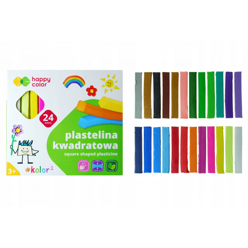 PLASTELINA 24 KOL KWADRAT SZKOLNA HAPPY COLOR