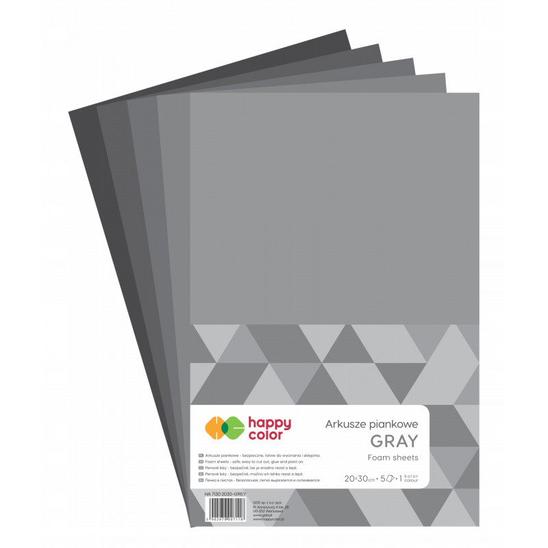 ARKUSZE PIANKOWE A4 GREY 5SZT HAPPY COLOR