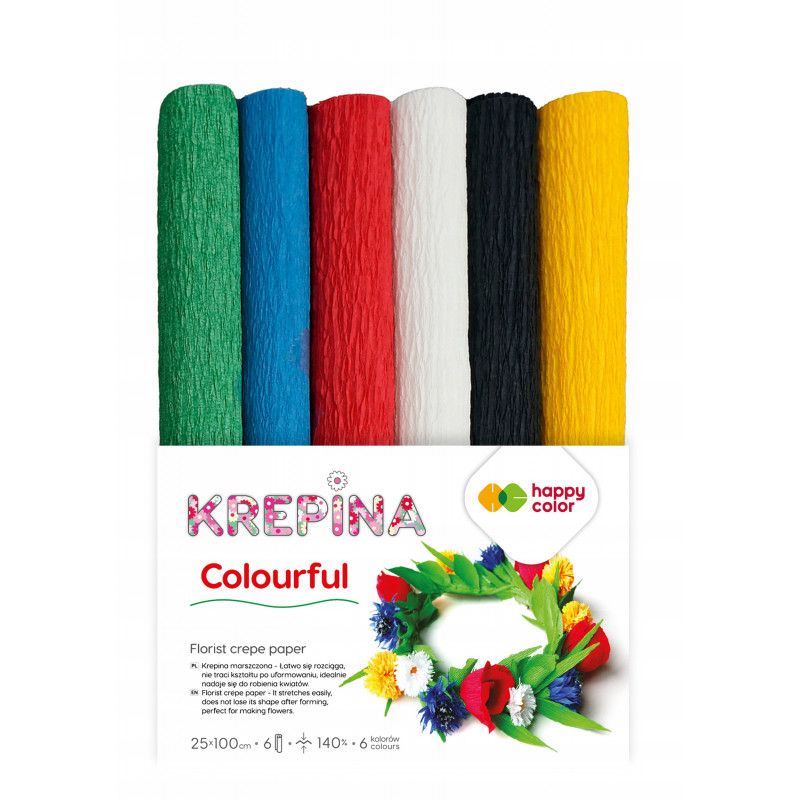 KREPINA MARSZCZONA 25X100CM MIX COLOR HAPPY 6SZT