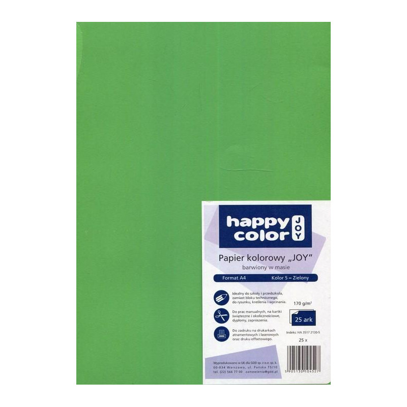KARTON A4 JOY 170G ZIELONY 25 HAPPY