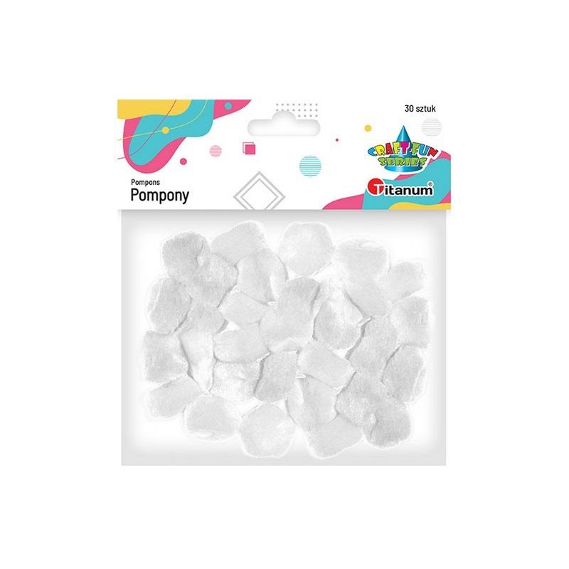 POMPONY BIALE 25MM 30SZT