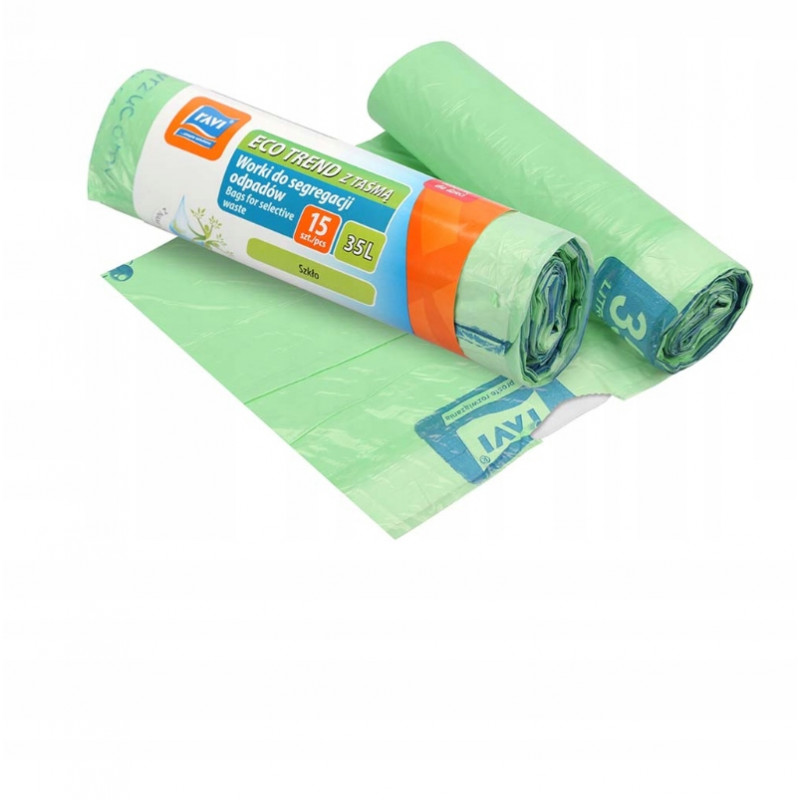 WORKI ECO Z TAŚMĄ 35L 15SZT ZIELONE