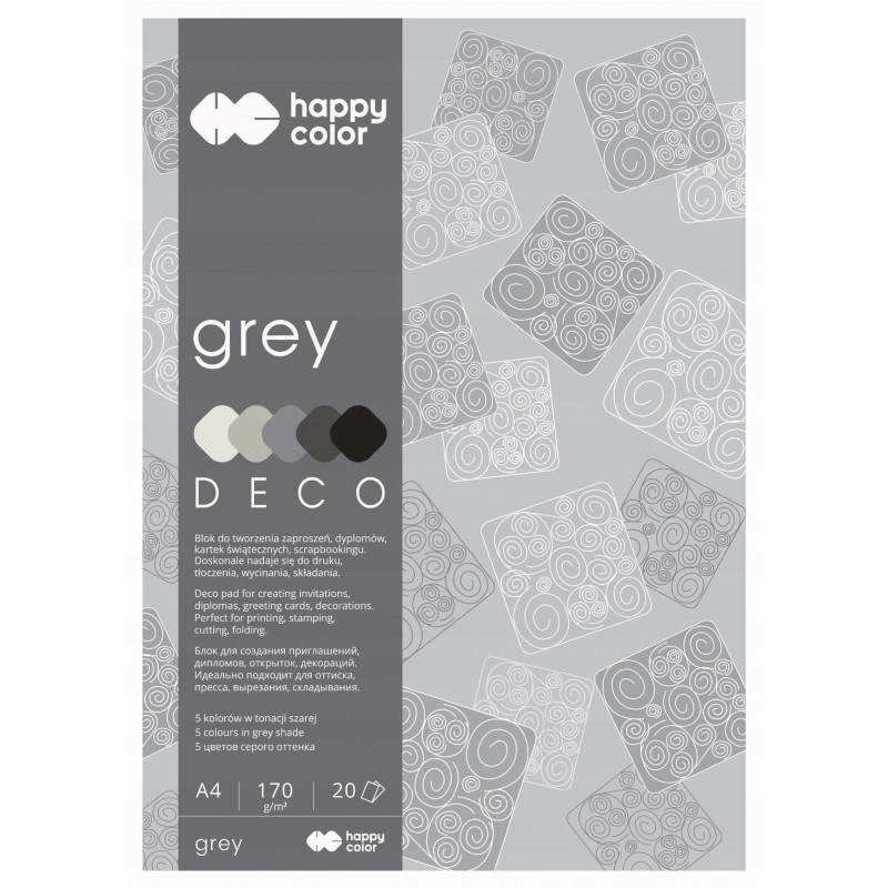 BLOK DEKO A4/20 SZARY 170G HAPPY COLOR