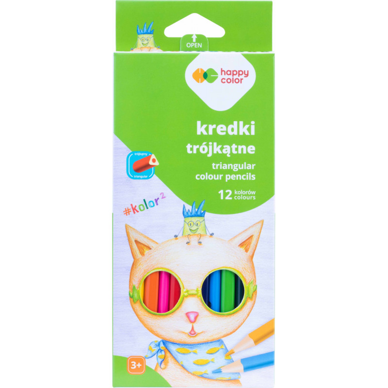 KREDKI OLOWKOWE 12 KOL TROJKATNE HAPPY COLOR