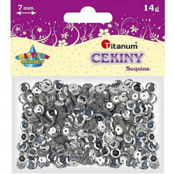 CEKINY 7MM SREBRNE OKRĄGŁE 14G