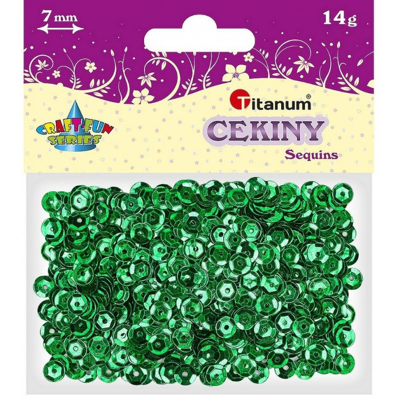 CEKINY 7MM ZIELONE OKR. 14G TITANUM