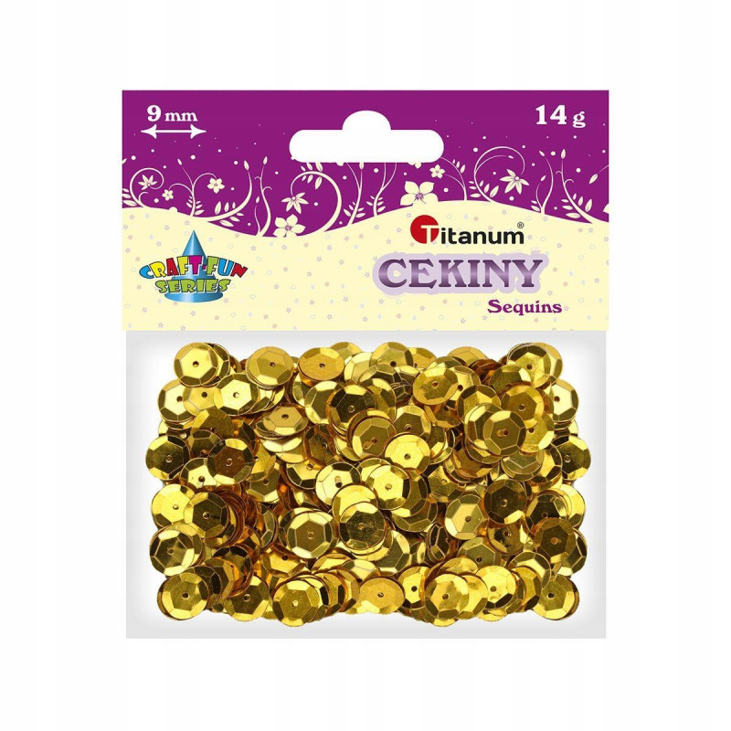 CEKINY ZLOTE 9MM OKR. METALICZNE 14G TITANUM