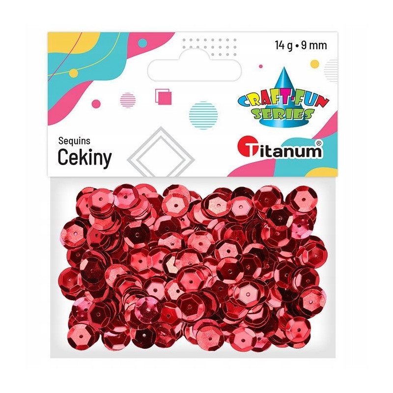 CEKINY CZERWONE 9MM OKRAGLE METALICZNE 140G TITANUM