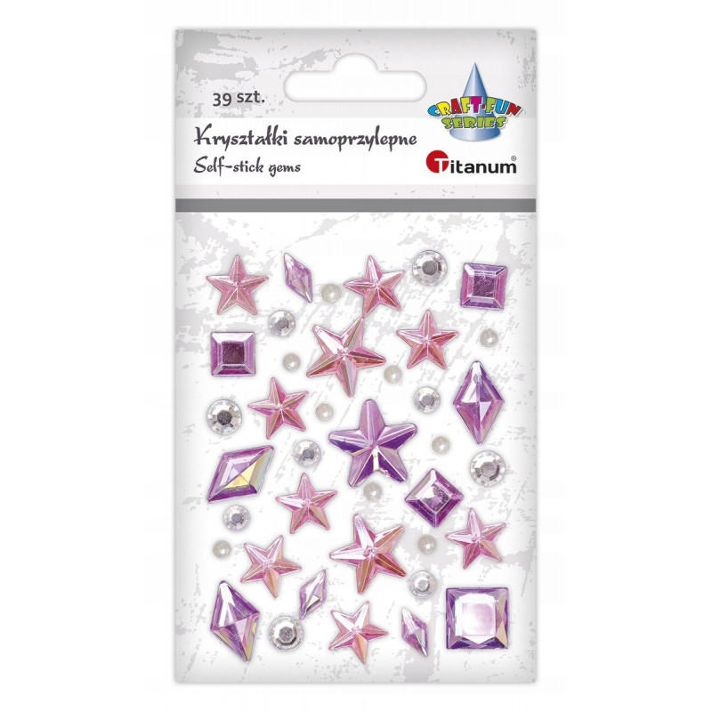 KRYSZTALKI SAMOPRZYLEPNE GWIAZDKI ROZOWE 39SZT TITANUM