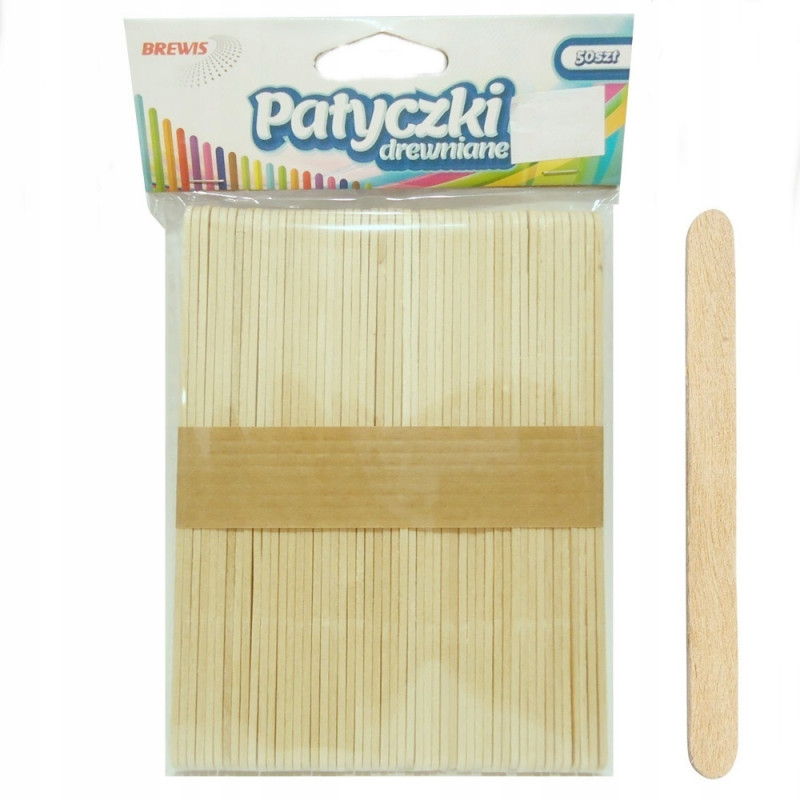 PATYCZKI DREWNO NAT. 14CM 50SZT