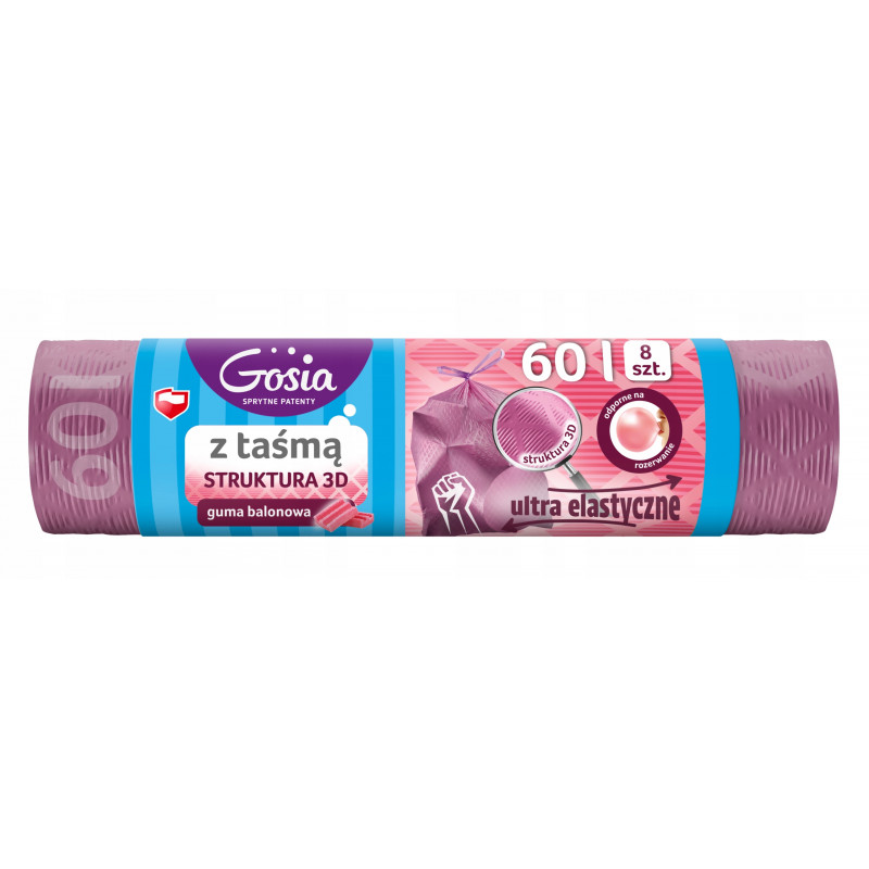 WORKI NA SMIECI Z TASMA MOLETOWANE 60L ZAPACHOWE