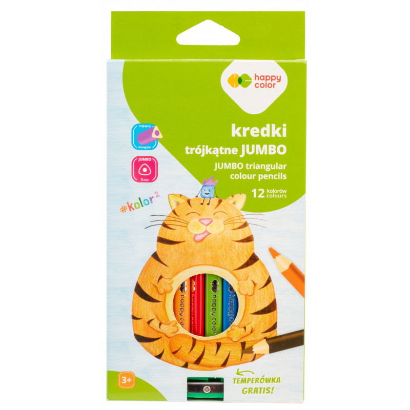 KREDKI OLOWKOWE 12 KOL TROJK. JUMBO HAPPY COLOR