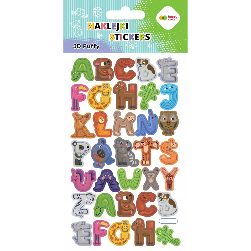 NAKLEJKI 3D PUFFY LETTERS 10X20CM HAPPY COLOR