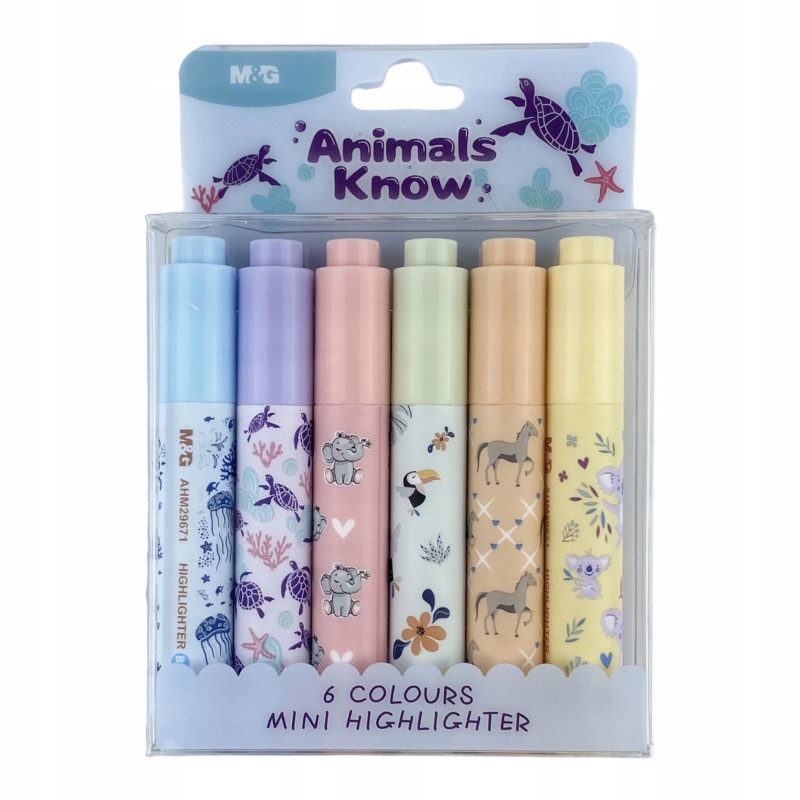 ZAKRESLACZ 6 KOL MINI ANIMALS PLANET M&G