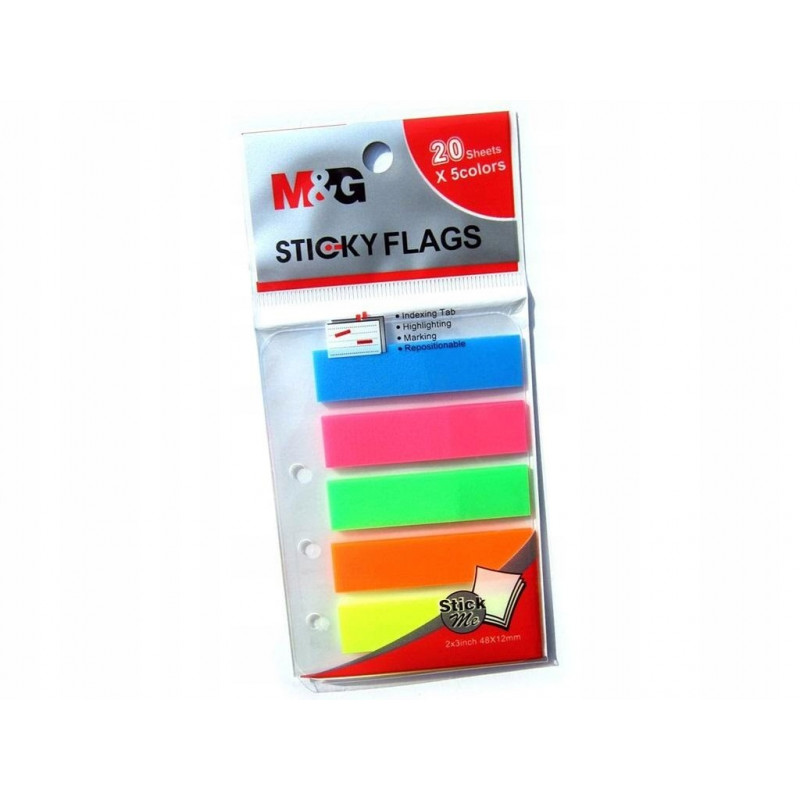 ZAKŁADKI INDEKSUJACE 5 KOL FLUO 25SZT 4,4X2,1CM M&G
