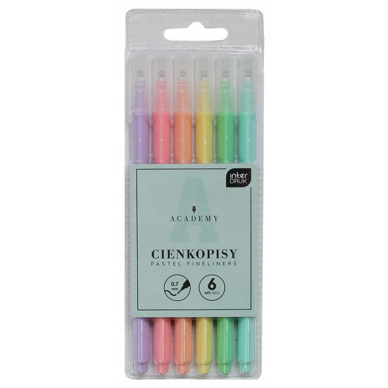 CIENKOPIS 6 KOL 0,7 FIBRA PASTEL. ACADEMY INT. ETUI