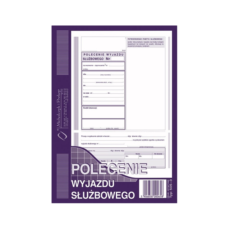 DRUK POLECENIA WYJAZDU SŁUZBOWEGO A5