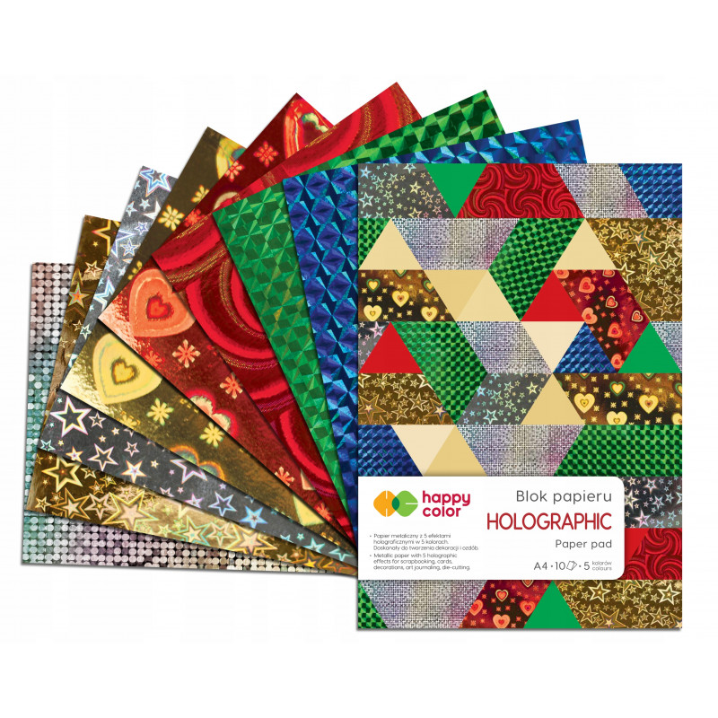 BLOK HOLOGRAFICZNY  A4/10K 75G HAPPY COLOR