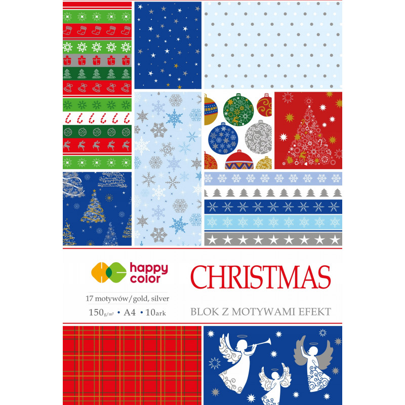 BLOK Z MOTYWAMI A4/10 CHRISTMAS 150GR 10SZT HAPPY COLOR