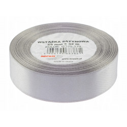 WSTĄZKA SATYMA 25MM/32M SZARA