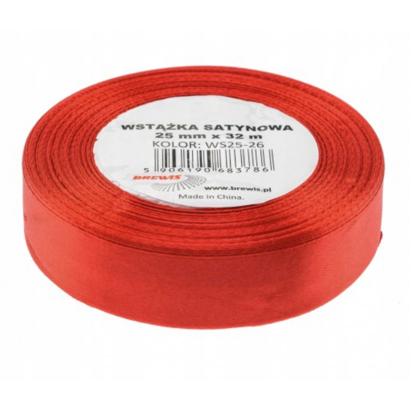 WSTAZKA SATYNA 25MMX32 CZERWONA