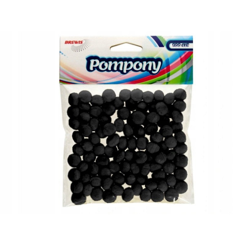 POMPONY CZARNE 10MM 100SZT