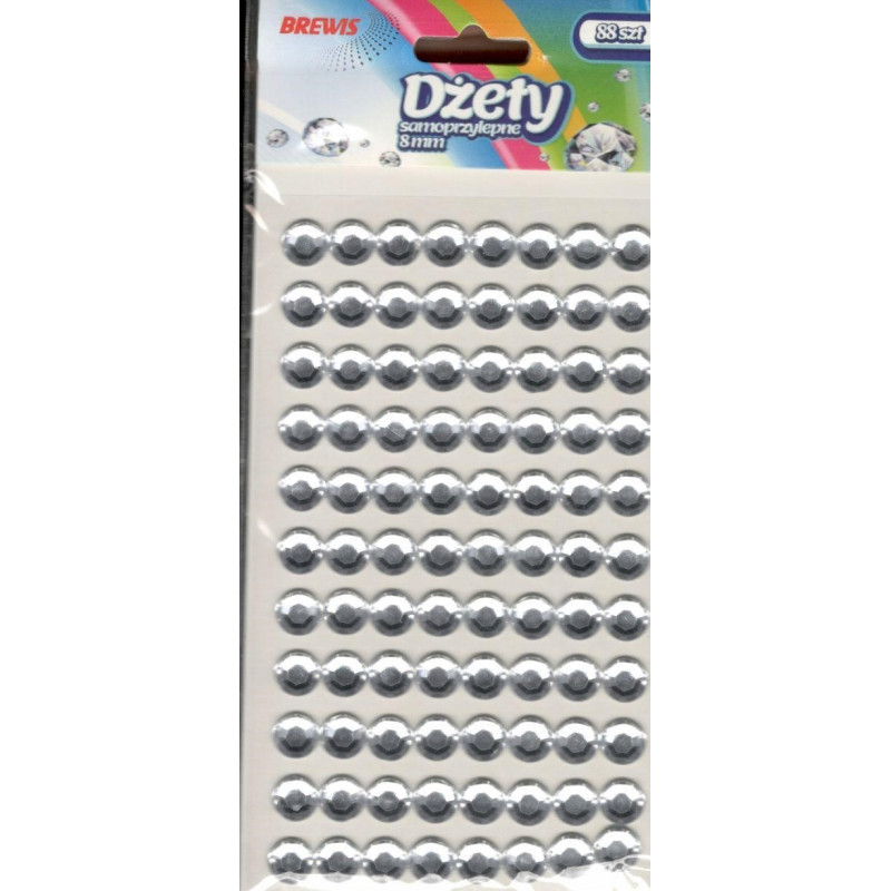 DZETY SAMOPRZ. 88SZT SREBRNE 8MM