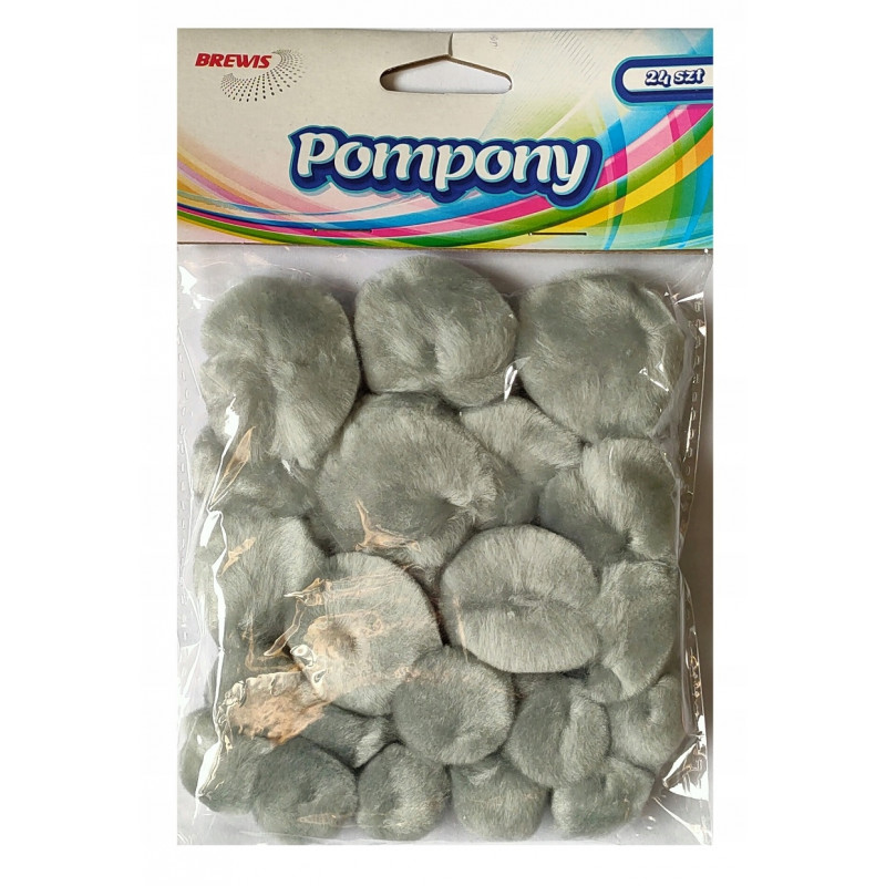 POMPONY PUSZYSTE SZARE 24SZT