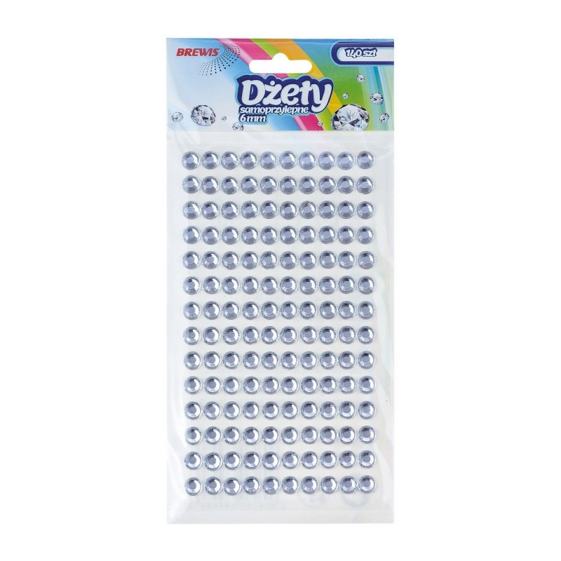 DZETY SAMOPRZYL. 140SZT 6MM SREBRNE