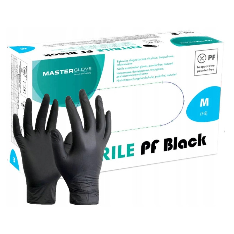 RĘKAWICZKI NITRYLOWE CZARNE M 100SZT