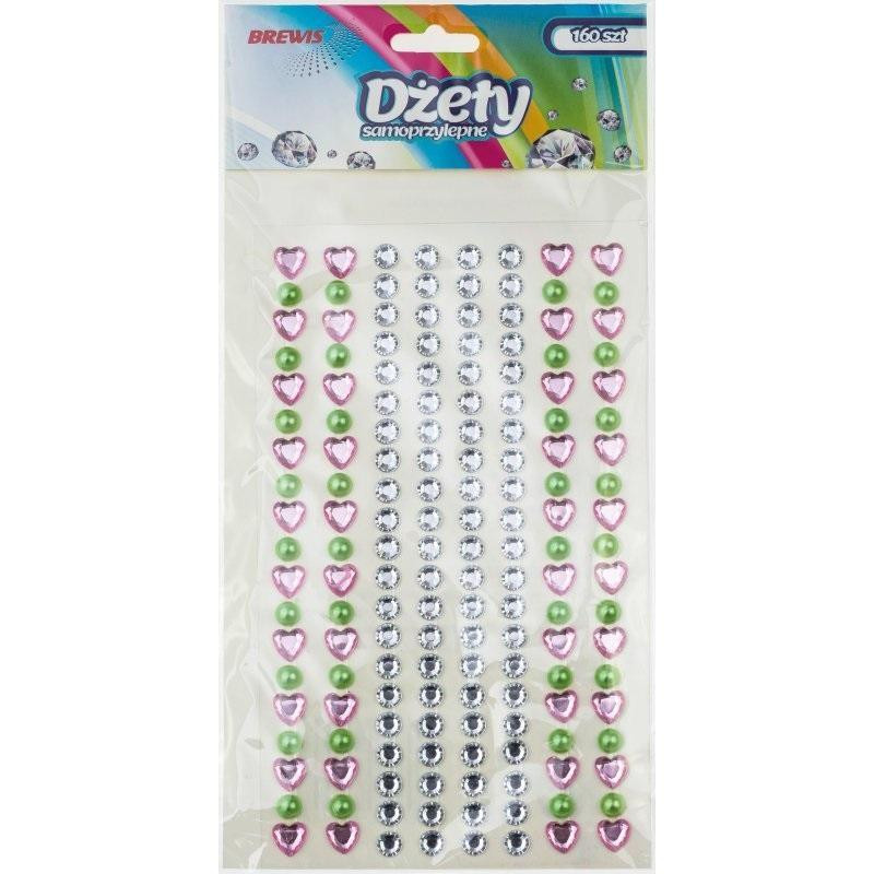 DZETY STANDART+SERDUSZKA RÓŻOWE I ZIELONE 160SZT