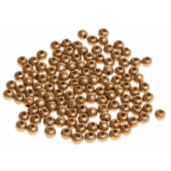 KORALIKI DREWNO 8MM ZŁOTE...