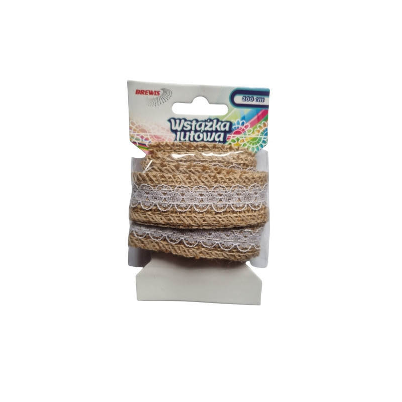WSTĄZKA JUTOWA Z KORONKA 2M BREWIS