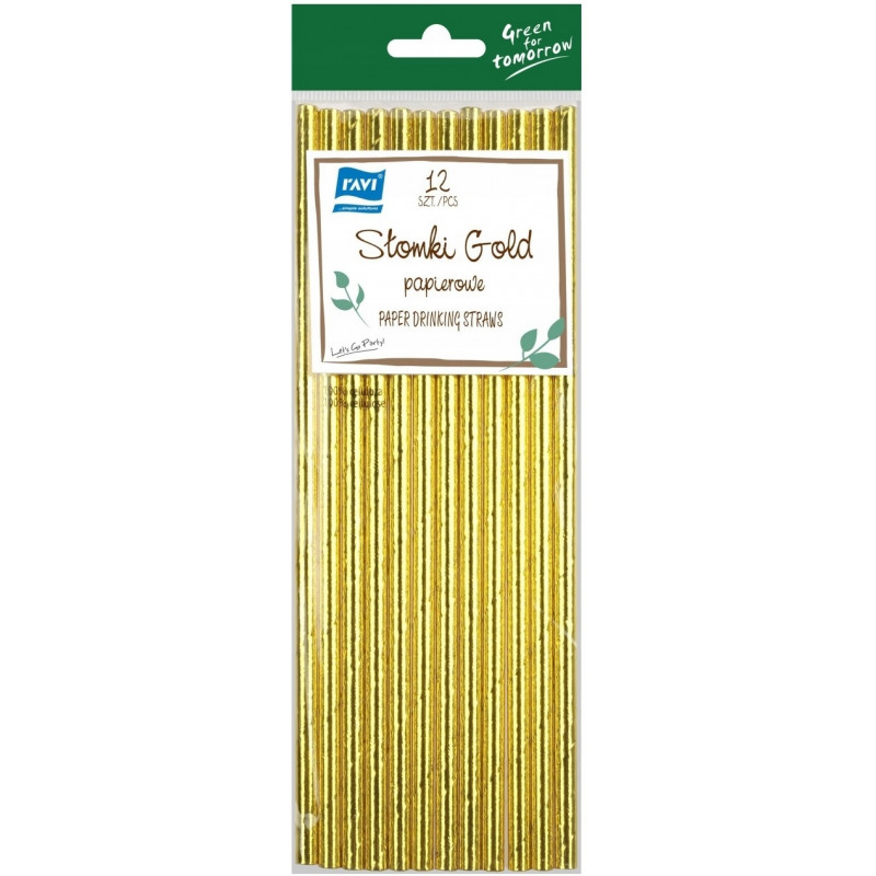SŁOMKI PAPIEROWE GOLD 12SZT