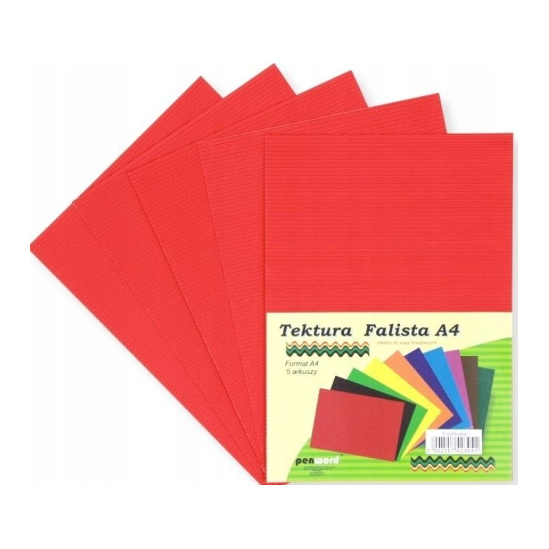 TEKTURA FALISTA A4 CZERWONA 5SZT